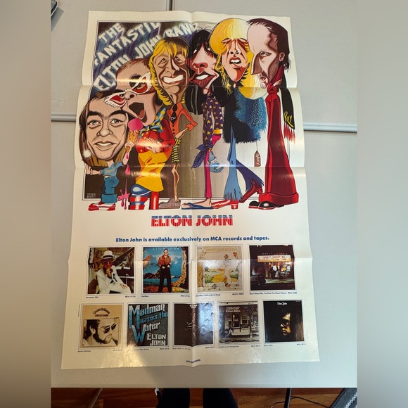 Vintage 1970s Elton John “The Fantastic Elton John Band” Caricature Poster MCA - Picture 2 of 7